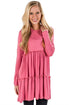 Sexy Pink Long Sleeve Layered Babydoll Tunic
